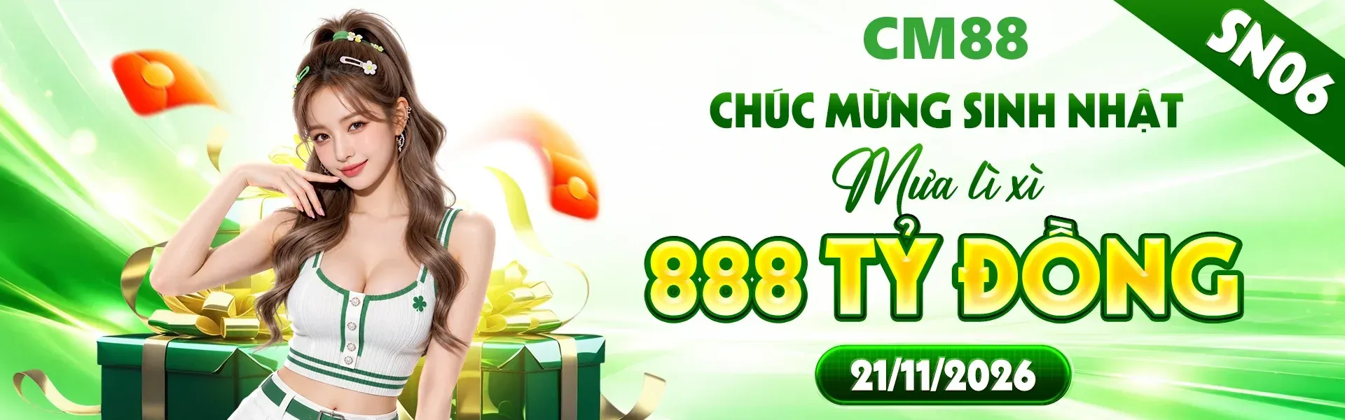3. Sinh nhật CM88 mang đến loạt quà tặng đặc biệt dành riêng cho hội viên. Nhanh tay đăng ký tài khoản và sẵn sàng đón nhận những phần thưởng hấp dẫn.